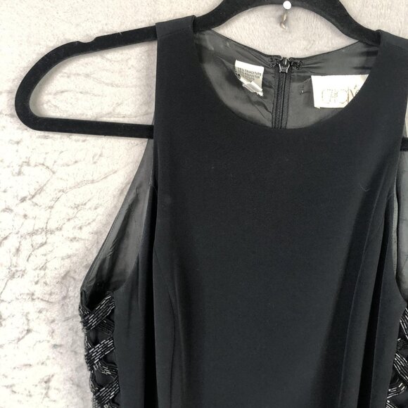 Cache Dress Womens 4 Black Beaded Side Panels Sleeveless Evening Gown Formal Y2K - Picture 14 of 16